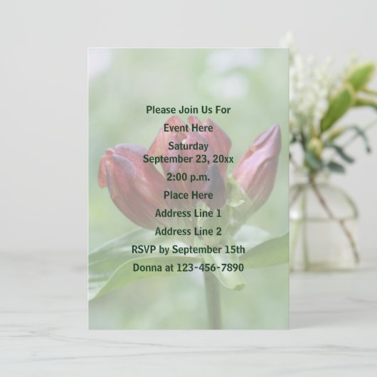Rode Gentian Flower Party Kaart (Staand voorkant)