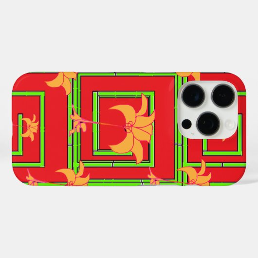 Rode Geo Bloemmotief Case-Mate iPhone Case (Achterkant (horizontaal))