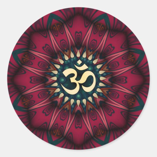 Rode Geometrie Golden Aum Spirituele Art Sticker (Voorkant)