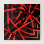 Rode Geometrische Abstracte Chaos Legpuzzel (Horizontaal)