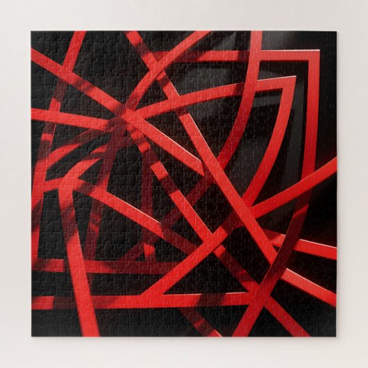 Rode Geometrische Abstracte Chaos Legpuzzel (Verticaal)