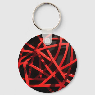 Rode Geometrische Abstracte Chaos Sleutelhanger