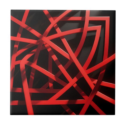 Rode Geometrische Abstracte Chaos Tegeltje (Voorkant)