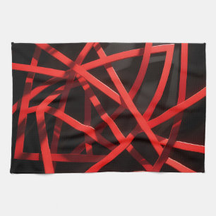 Rode Geometrische Abstracte Chaos Theedoek