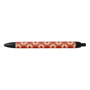 Rode geometrische abstracte ontwerp zwarte inkt pen
