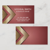 Rode geometrische gouden pijlen visitekaartje (Voorkant / Achterkant)