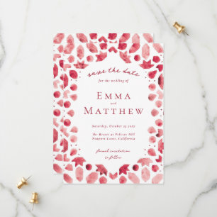 Rode geometrische ingewikkelde patroon met QR Save The Date