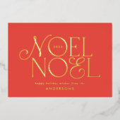 Rode geometrische Kerstmis script elegant modern  Folie Feestdagenkaart (Voorkant)