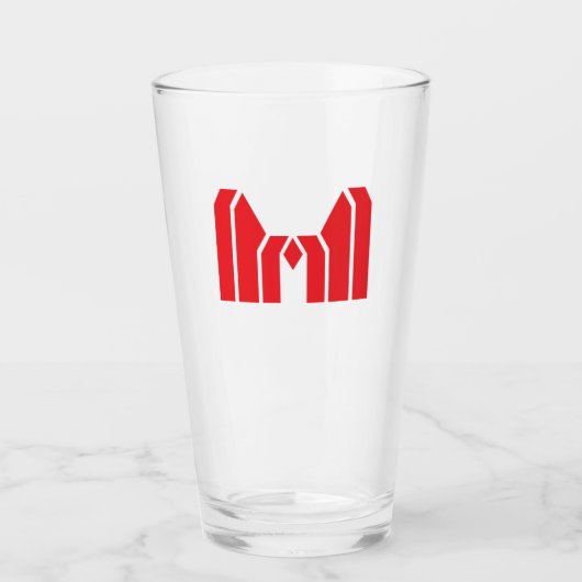 Rode Geometrische Kroon Letter M Glas (Voorkant)