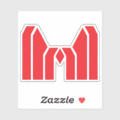 Rode Geometrische Kroon Letter M Sticker (Vel)