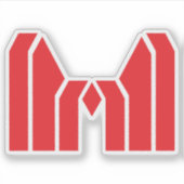 Rode Geometrische Kroon Letter M Sticker (Voorkant)