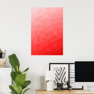 Rode geometrische mesh gradiëntpatroon poster