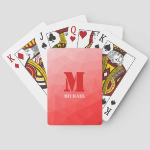 Rode geometrische mesh patroon Monogram Pokerkaarten