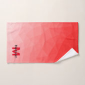 Rode geometrische meshpatroon met verloop Monogram Bad Handdoek (Handdoek)