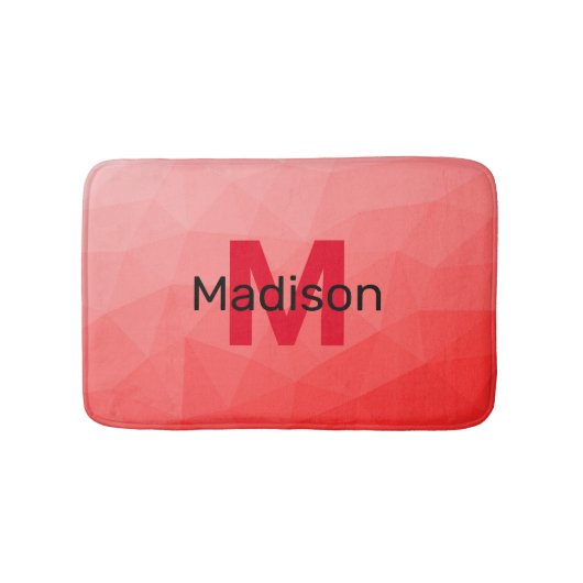 Rode geometrische meshpatroon met verloop Monogram Badmat (Voorkant)