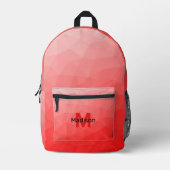 Rode geometrische meshpatroon met verloop Monogram Bedrukte Rugzak (Voorkant)