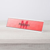 Rode geometrische meshpatroon met verloop Monogram Bureau Naambordje (Voorkant)