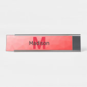 Rode geometrische meshpatroon met verloop Monogram Bureau Naambordje (Voorkant)