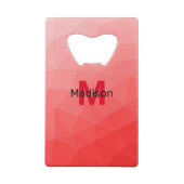 Rode geometrische meshpatroon met verloop Monogram Creditkaart Flessenopener (Achterkant)