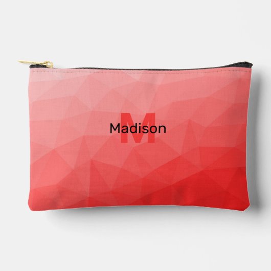 Rode geometrische meshpatroon met verloop Monogram Etui (Voorkant)
