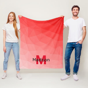 Rode geometrische meshpatroon met verloop Monogram Fleece Deken