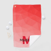 Rode geometrische meshpatroon met verloop Monogram Golfhanddoek (Insitu)