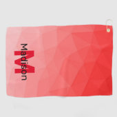 Rode geometrische meshpatroon met verloop Monogram Golfhanddoek (Horizontaal)