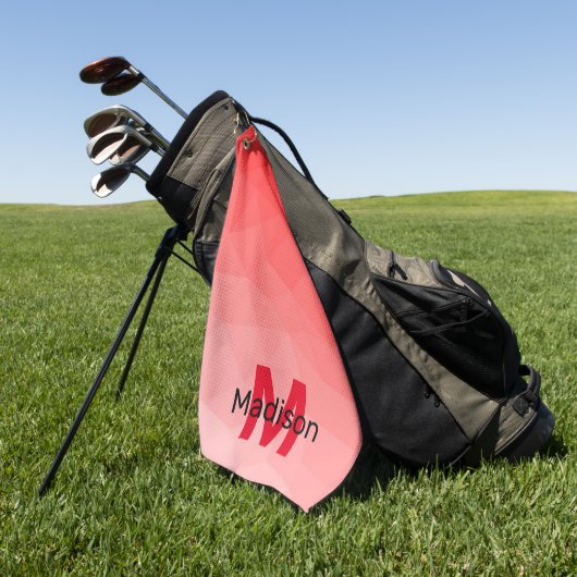 Rode geometrische meshpatroon met verloop Monogram Golfhanddoek (Groen)
