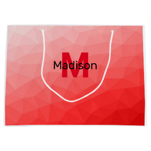 Rode geometrische meshpatroon met verloop Monogram Groot Cadeauzakje