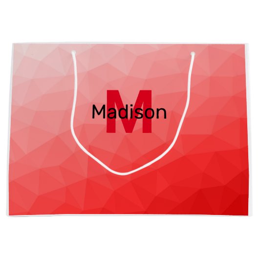 Rode geometrische meshpatroon met verloop Monogram Groot Cadeauzakje (Voorkant)