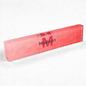 Rode geometrische meshpatroon met verloop Monogram Naambordje