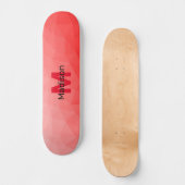 Rode geometrische meshpatroon met verloop Monogram Persoonlijk Skateboard (Voorkant)