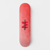 Rode geometrische meshpatroon met verloop Monogram Persoonlijk Skateboard (Voorkant)
