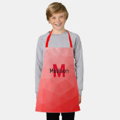 Rode geometrische meshpatroon met verloop Monogram Schort (Gedragen)