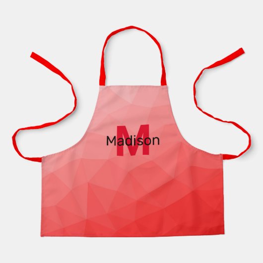 Rode geometrische meshpatroon met verloop Monogram Schort (Voorkant)