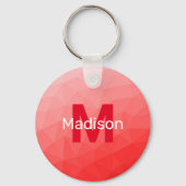 Rode geometrische meshpatroon met verloop Monogram Sleutelhanger (Voorkant)