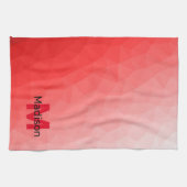 Rode geometrische meshpatroon met verloop Monogram Theedoek (Horizontaal)