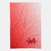 Rode geometrische meshpatroon met verloop Monogram Theedoek (Verticaal)