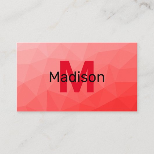 Rode geometrische meshpatroon met verloop Monogram Visitekaartje (Voorkant)