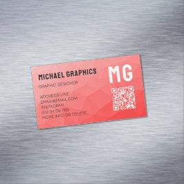 Rode geometrische meshpatroon QR-code met verloop Magnetisch Visitekaartje