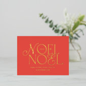 Rode geometrische Noel-script elegant modern Folie Feestdagen Briefkaart (Staand Voorkant)
