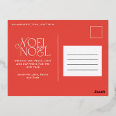 Rode geometrische Noel-script elegante modern Folie Feestdagen Briefkaart (Achterkant)