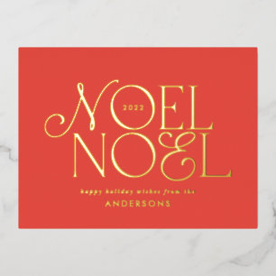 Rode geometrische Noel-script elegante moderne Folie Feestdagen Briefkaart