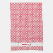 Rode Geometrische patroon aangepaste tekst Theedoek (Verticaal)