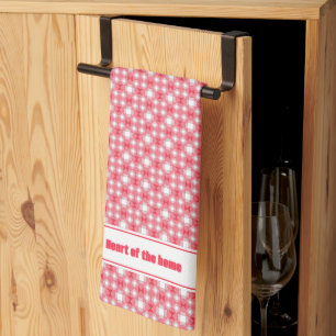 Rode Geometrische patroon aangepaste tekst Theedoek