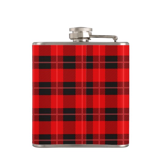 Rode Geometrische Patroonmonogram witte accenten Heupfles (Achterkant)