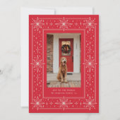Rode geometrische sterrand Kerstfoto Feestdagenkaart (Voorkant)