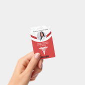 Rode geometrische verpleegster foto ID Badge (Handheld)