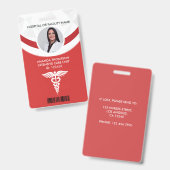 Rode geometrische verpleegster foto ID Badge (Voor- en achterkant)