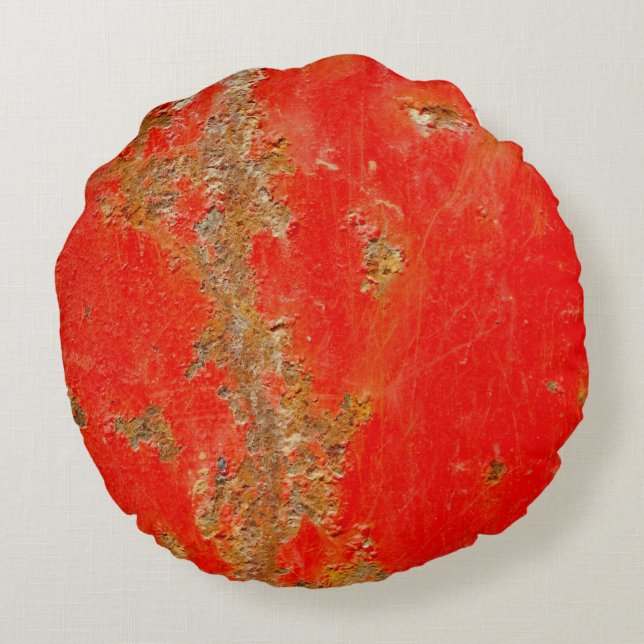 Rode gepersonaliseerde antiek auto, rusted metal rond kussen (Achterkant)